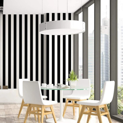 JAAMSO ROYALS Vinyl Decorative White, Black Wallpaper(L x W: 500 cm x 45 cm)
