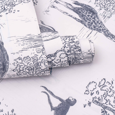 Wallmonks Vinyl Animals Multicolor Wallpaper(L x W: 200 cm x 45 cm)