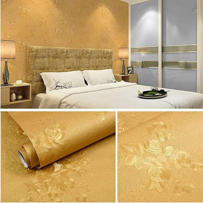 Walltitude Vinyl Abstract Gold Wallpaper(L x W: 601 cm x 40.6 cm)