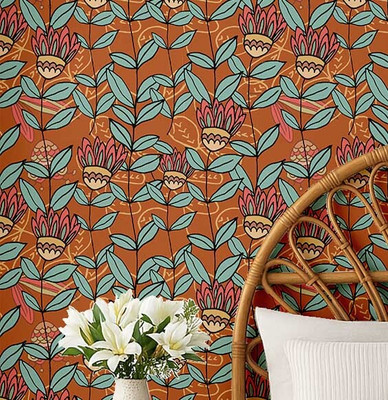 S4Sassy Vinyl Floral & Botanical Multicolor Wallpaper(L x W: 304 cm x 63 cm)