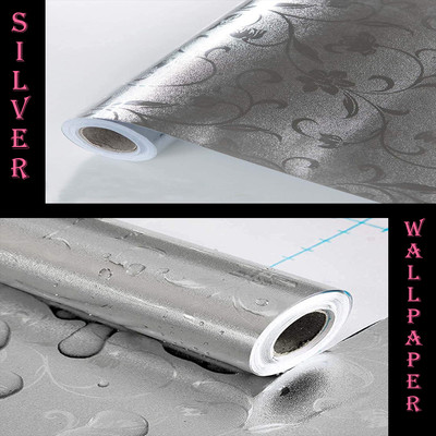 SOJITRA EXPORT Paper Abstract Silver Wallpaper(L x W: 200 cm x 60 cm)