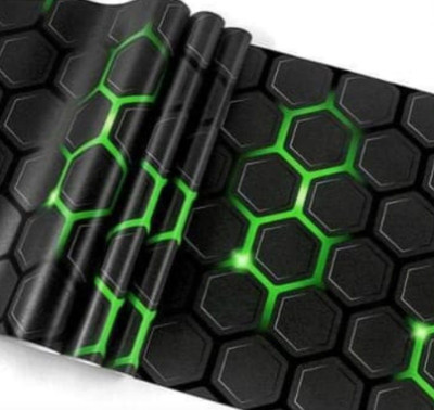 Guru Production Vinyl Abstract Black, Green Wallpaper(L x W: 200 cm x 40 cm, Pack of 2)