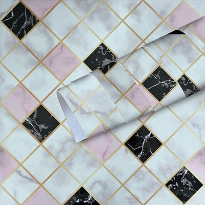 NestWise Vinyl Abstract Pink, Black, White Wallpaper(L x W: 60 cm x 200 cm)