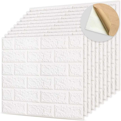 CCD Vinyl Decorative White Wallpaper(L x W: 70 cm x 77 cm, Pack of 10)