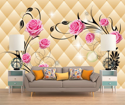HD PRINT HOUSE Vinyl Decorative Pink, Black, Brown Wallpaper(L x W: 127 cm x 40 cm, Pack of 2)