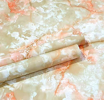 COSMOS STAR Vinyl Decorative Orange, Beige Wallpaper(L x W: 30 cm x 152 cm)