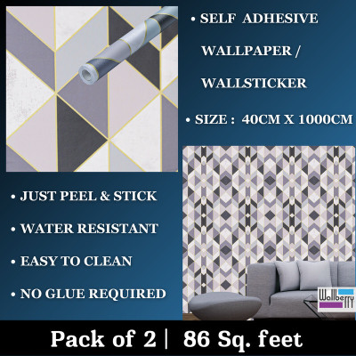 PRINIX Decor Vinyl Abstract Multicolor Wallpaper(L x W: 240 cm x 40 cm, Pack of 2)