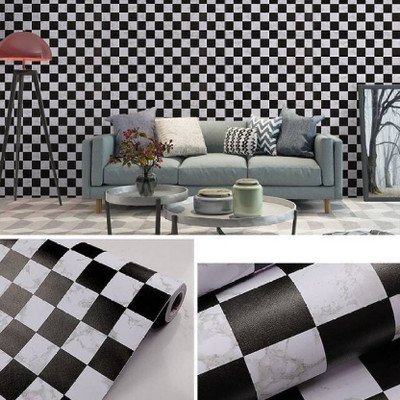 AURORA SHOPPE Vinyl Abstract Black Wallpaper(L x W: 600 cm x 45 cm)