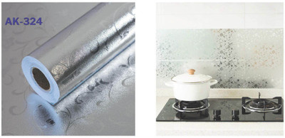 saanvicreation Vinyl Abstract Silver Wallpaper(L x W: 60 cm x 200 cm)