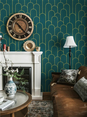 Wollzo Vinyl Decorative Green Wallpaper(L x W: 500 cm x 45 cm)