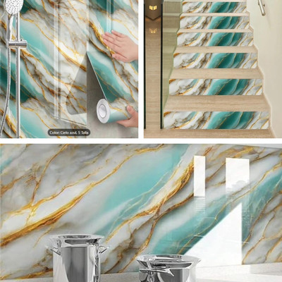 JIGSHTIAL Vinyl Abstract Blue, White Wallpaper(L x W: 200 cm x 60 cm)