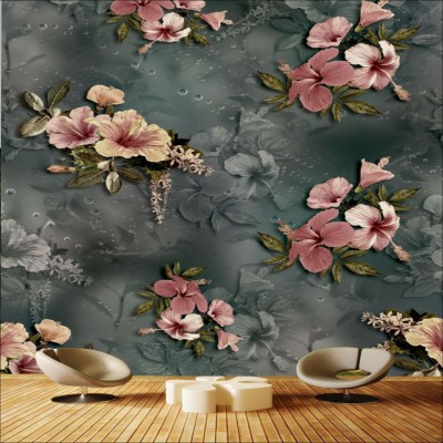 STAR THE VISION Floral & Botanical Grey, Grey Wallpaper(300 cm x 45 cm)