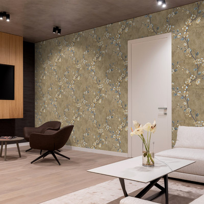 Wallmonks 1000 cm Pale brown Floral Wallpaper for Walls | 45cm x 1000cm-Covers 48.5 sq.ft Self Adhesive Sticker(Pack of 1)