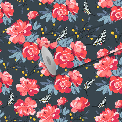 B N PRINT Floral & Botanical Multicolor Wallpaper(244 cm x 40 cm)