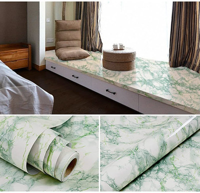 DiziDeals Vinyl Abstract White, Green Wallpaper(L x W: 200 cm x 45 cm)