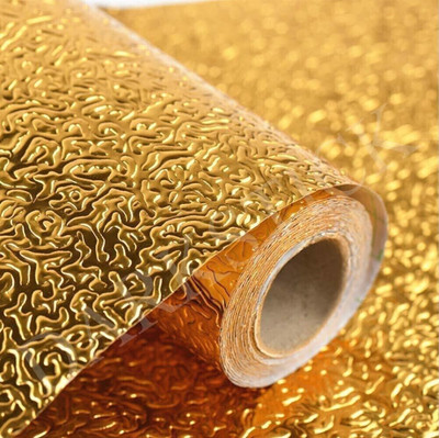 NOOREV ART Vinyl Abstract Gold Wallpaper(L x W: 228 cm x 40 cm, Pack of 6)