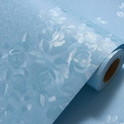 Guru Production Vinyl Decorative Blue Wallpaper(L x W: 300 cm x 45 cm)