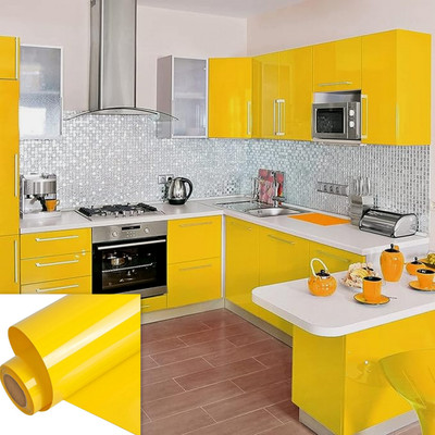 WELLSHIP Vinyl Abstract Yellow Wallpaper(L x W: 114.3 cm x 60.96 cm)