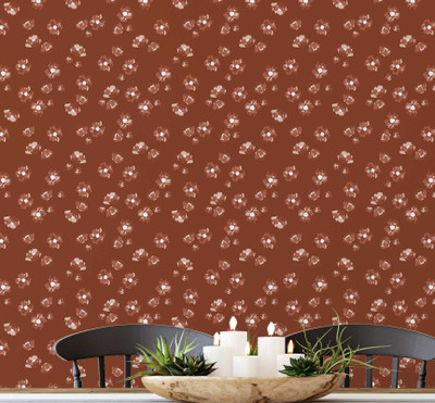 S4Sassy Vinyl Floral & Botanical Brown Wallpaper(L x W: 152 cm x 63 cm)