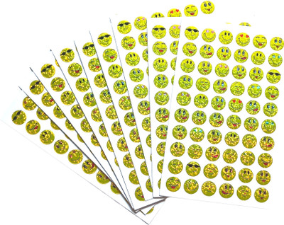 OWINAS 1 cm 600 YELLOW EMOJI kid's and teacher's classroom smiley face reward stickers Self Adhesive Sticker(Pack of 10)