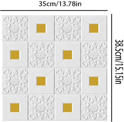 Diseno Vinyl Abstract Gold Wallpaper(L x W: 38.5 cm x 35 cm, Pack of 12)