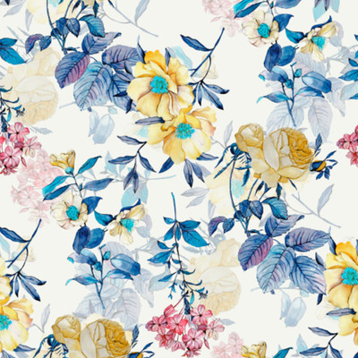 Guru Production Vinyl Floral & Botanical Blue, White Wallpaper(L x W: 1000 cm x 45 cm)