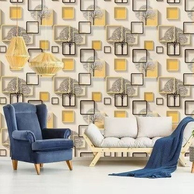 Uratech Vinyl Abstract Gold Wallpaper(L x W: 500 cm x 45 cm)