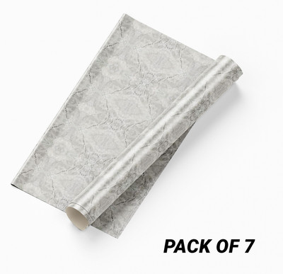 FOKRIM Vinyl Decorative Grey Wallpaper(L x W: 200 cm x 60 cm, Pack of 7)