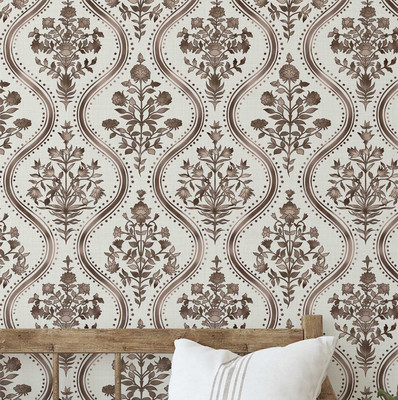 S4Sassy Vinyl Floral & Botanical Brown Wallpaper(L x W: 609 cm x 63 cm)