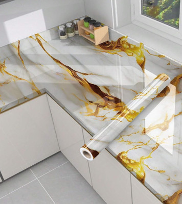 ZOVISU Vinyl Decorative White, Gold Wallpaper(L x W: 60 cm x 200 cm)