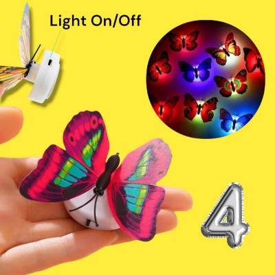 AirSoft 6 cm 4 Colorful Flash Led Butterfly Light Event Party Wall Decoration Night Lamp Self Adhesive Sticker(Pack of 4)
