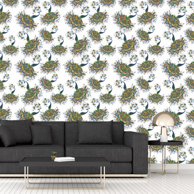 WallDaddy 40 cm Peacock Pattern Self Adhesive Sticker(Pack of 1)