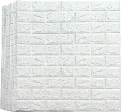 wewell Vinyl Decorative White Wallpaper(L x W: 77 cm x 70 cm, Pack of 10)
