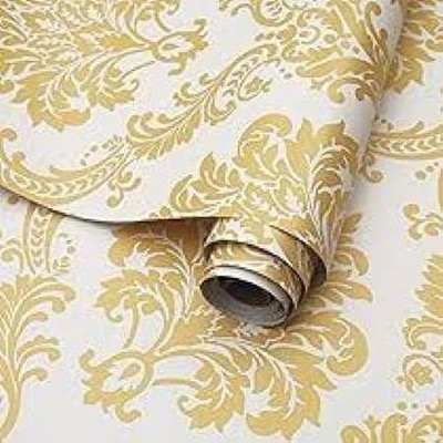 SREEPA SHOPPEE Vinyl Decorative Gold, White Wallpaper(L x W: 200 cm x 45 cm)
