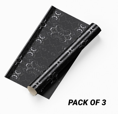 Guru Production Vinyl Decorative White, Black Wallpaper(L x W: 200 cm x 60 cm, Pack of 3)