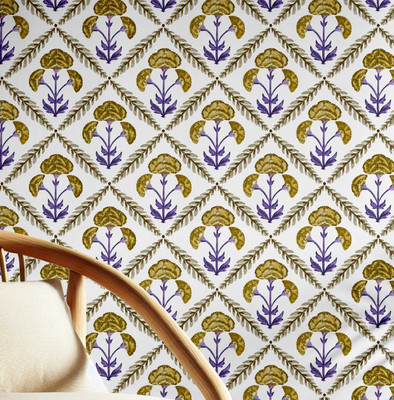 S4Sassy Vinyl Floral & Botanical Green Wallpaper(L x W: 914 cm x 63 cm)