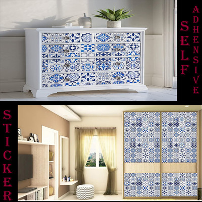 Splendid Vinyl Abstract Blue Wallpaper(L x W: 200 cm x 60 cm)
