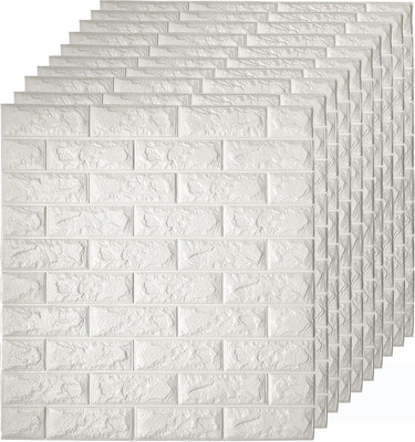 Pozet Embossed Decorative White Wallpaper(L x W: 70 cm x 77 cm, Pack of 3)