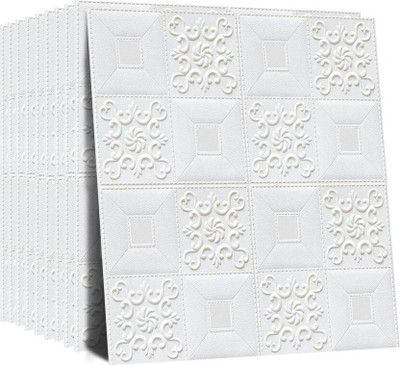 BDM Vinyl Abstract White Wallpaper(L x W: 70 cm x 77 cm, Pack of 2)