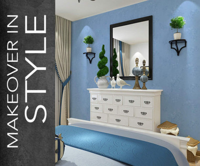 Guru Production Vinyl Decorative Blue Wallpaper(L x W: 500 cm x 45 cm)