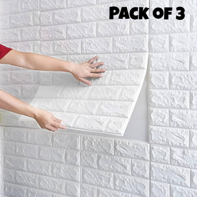 ORXRO Paper, Fabric Decorative White Wallpaper(L x W: 77 cm x 70 cm, Pack of 3)