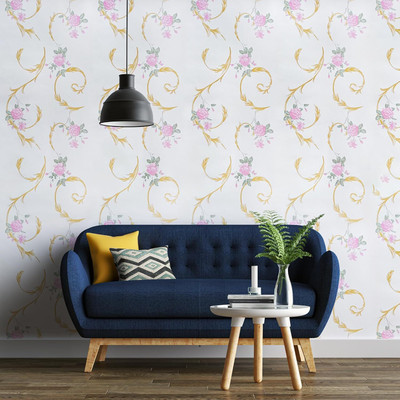 AmazingKarts Vinyl Floral & Botanical Multicolor Wallpaper(L x W: 304.8 cm x 45.72 cm, Pack of 3)