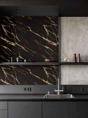 Onbet Vinyl Classics Black, Gold Wallpaper(L x W: 200 cm x 60 cm, Pack of 3)
