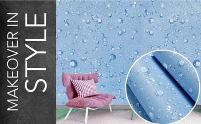 LusticHome Vinyl Nature Blue Wallpaper(L x W: 250 cm x 45 cm)