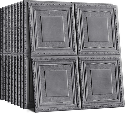 metreno Decorative Grey Wallpaper(70 cm x 70 cm, Pack of 10)