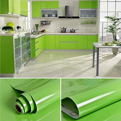 WELLSHIP Vinyl Abstract Green Wallpaper(L x W: 167.64 cm x 60 cm)