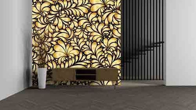 BRITISH TERMINAL Vinyl Decorative Yellow Wallpaper(L x W: 200 cm x 45 cm)