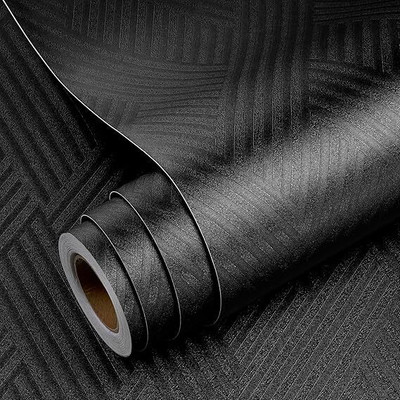 PAVI Vinyl Abstract Black Wallpaper(L x W: 33 cm x 123 cm)