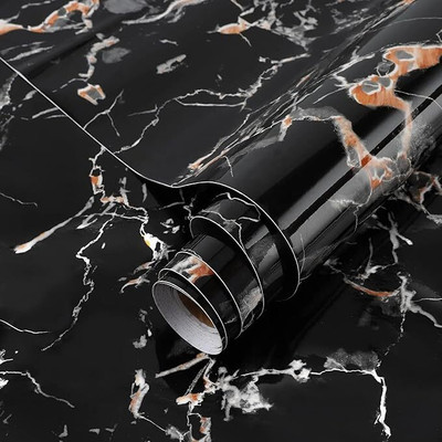 aaruenterprises Vinyl Abstract Black Wallpaper(L x W: 40.64 cm x 121.92 cm)