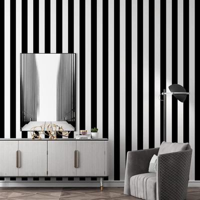 LusticHome Vinyl Classics Black, White Wallpaper(L x W: 500 cm x 45 cm)